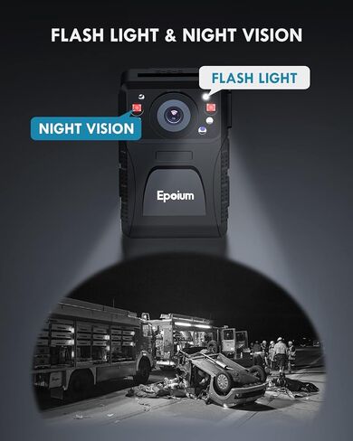 كاميرا الجسم Epoium EM3 سعة 128 جيجابايت مع صوت، دقة فيديو 1440 بكسل، زاوية واسعة 130 درجة، قطعتان بطارية قابلة للاستبدال، تدعم التسجيل لمدة 8 ساعات، كاميرات جسم يمكن ارتداؤها لركوب الخيل والمشي لمسافات طويلة والمشي مع الحيوانات الأليفة in Kuwait