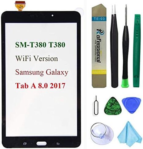 قطعة بديلة لشاشة تعمل باللمس باللون الأسود من Dedia لجهاز Samsung Galaxy Tab A 8.0 2017، مجموعة زجاجية رقمية لإصدار SM-T380 T380 WiFi (لا تتضمن LCD) مع أدوات، لاصق مثبت مسبقًا in Kuwait