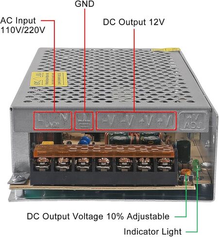 12V 5A Power Supply Transformer Adapter 60W Universal Regulated Switching AC110V to DC 12V 5A Converter Driver 4.5A 4A 3.5A 3A 2A 1A for LED Light 3D Printer in Saudi Arabia