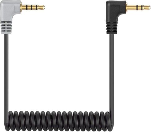 3.5mm TRS to TRRS Microphone Cable, Ancable 1/8 Male to Male Coiled Right Angle Mic Cord Compatible iPhone, Smartphone, Tablets with Rode SC7, VideoMic, VideoMicro Go, BOYA and More External Mic in Kuwait