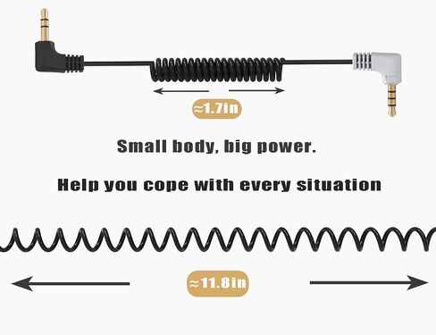 3.5mm TRS to TRRS Microphone Cable, Ancable 1/8 Male to Male Coiled Right Angle Mic Cord Compatible iPhone, Smartphone, Tablets with Rode SC7, VideoMic, VideoMicro Go, BOYA and More External Mic in Kuwait