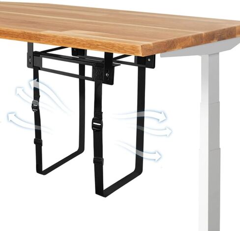 حامل برج الكمبيوتر الشخصي تحت المكتب من Chanvoo، حزام قابل للتعديل لهيكل وحدة المعالجة المركزية للكمبيوتر مع إسفنجة مضادة للخدش (أسود) in Kuwait