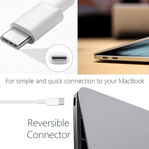 شاحن Mac Book Pro لشاحن Mac Book Air شاحن USB C للكمبيوتر المحمول، شاحن كمبيوتر محمول بقدرة 96 وات لشاحن ipad Pro، يتضمن كابل من النوع C in Kuwait