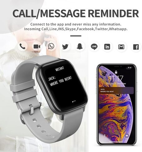Fitness Tracker Heart Rate Blood Pressure Watch Blood Oxygen Monitor Pedometer Step Counter Activity Tracker Big Fitness Tracker for Women Men Smart Watch for Android Phones Compatible iPhone in Kuwait