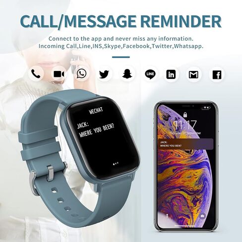 Fitness Tracker Heart Rate Blood Pressure Watch Blood Oxygen Monitor Pedometer Step Counter Activity Tracker Big Fitness Tracker for Women Men Smart Watch for Android Phones Compatible iPhone in Kuwait