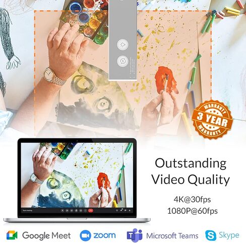 كاميرا Ideao DC400 4K USB المحمولة / كاميرا ويب 13 ميجابكسل، 4K/30 إطارًا في الثانية 1080/60 إطارًا في الثانية، تركيز تلقائي، ميكروفون مدمج وLED، يدعم Win/Mac/Chromebook، للتعلم والتدريس عن بعد in Kuwait