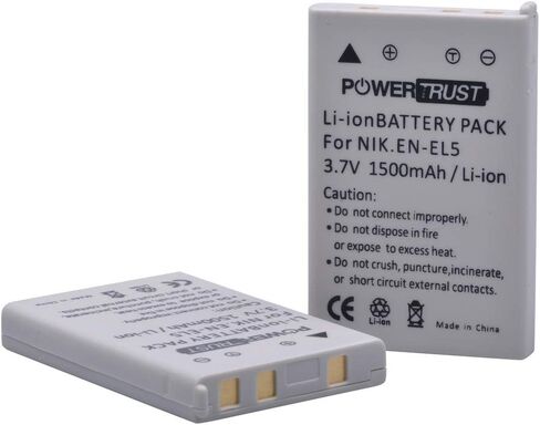 PowerTrust 3X EN-EL5 EL5 مجموعات البطاريات والشاحن السريع لنيكون ENEL5 CoolPix 3700، 4200، 5200، 5900، 7900، P3، P4، P80، P90، P100، P500، P510، P520، P530، P5000، P5100، P6000، S10 كاميرا رقمية in Saudi Arabia