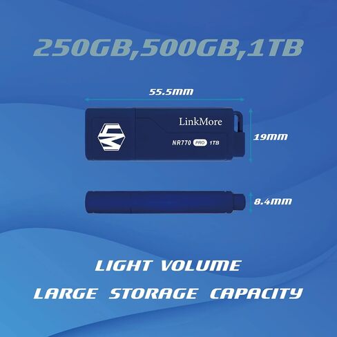 LinkMore 512GB Portable SSD Magnetic Phone SSD, Dual USB-C 950MB/s P100 | External SSD with up to 950MB/s read, 900MB/s write, and 280MB/s sustained write for compatible 4K ProRes recording in Kuwait