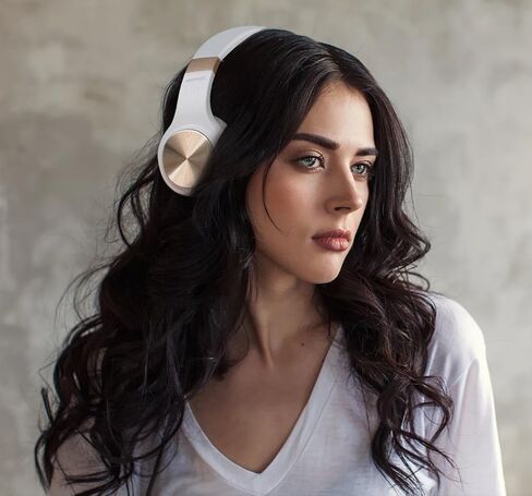 Riwbox Bluetooth Headphones, XBT-80 Folding Stereo Wireless Bluetooth Headphones Over Ear with Microphone and Volume Control, Wireless and Wired Headset for PC/Cell Phones/TV/iPad (Black Gold) in Kuwait