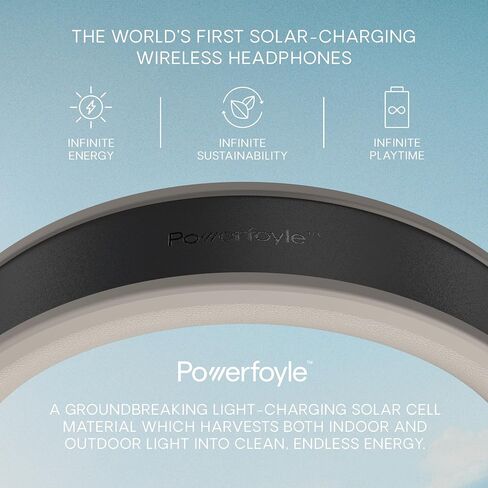 Urbanista Solar Powered Active Noise Cancelling Headphones with Infinite Playtime, Powerfoyle Self Charging Wireless Over Ear Bluetooth 5.0 Earphones, On Ear Detection, Los Angeles, Sand Gold in Kuwait