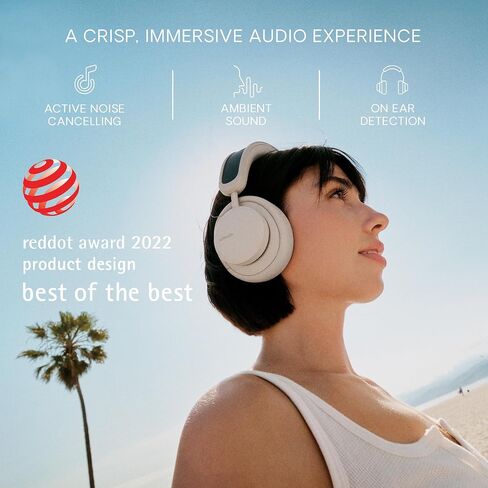 Urbanista Solar Powered Active Noise Cancelling Headphones with Infinite Playtime, Powerfoyle Self Charging Wireless Over Ear Bluetooth 5.0 Earphones, On Ear Detection, Los Angeles, Sand Gold in Kuwait