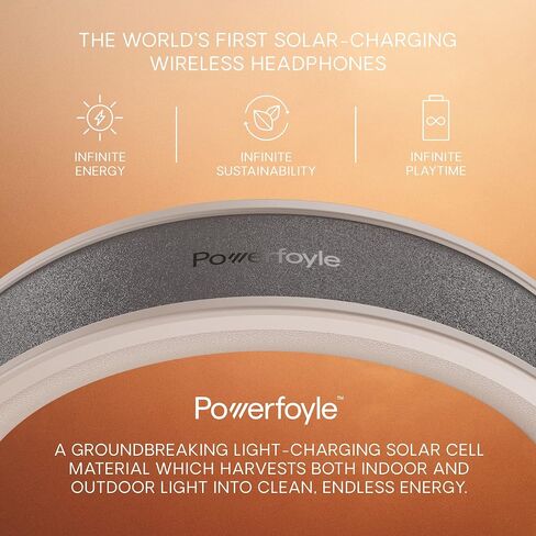 Urbanista Solar Powered Active Noise Cancelling Headphones with Infinite Playtime, Powerfoyle Self Charging Wireless Over Ear Bluetooth 5.0 Earphones, On Ear Detection, Los Angeles, Sand Gold in Kuwait