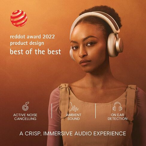 Urbanista Solar Powered Active Noise Cancelling Headphones with Infinite Playtime, Powerfoyle Self Charging Wireless Over Ear Bluetooth 5.0 Earphones, On Ear Detection, Los Angeles, Sand Gold in Kuwait