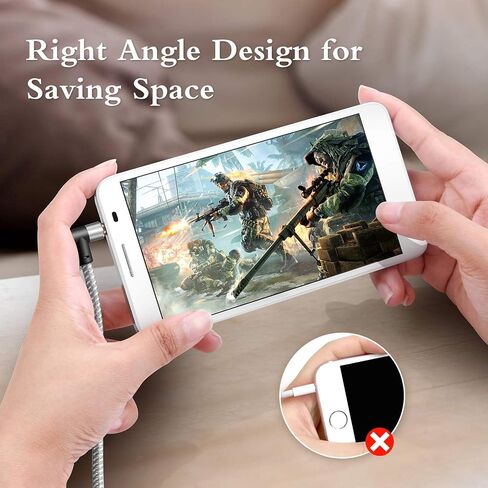 10ft 3.5mm Headphone Extension Cord Male to Female Stereo Audio Extender, 90 Degree Right Angle 1/8 Inch TRS Aux Wire for TV, PC, Smartphones, Braided Double Shielded in Kuwait