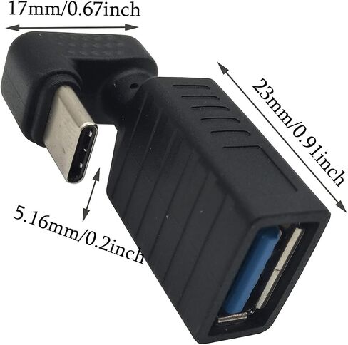 ترافيين محول USB C 180 درجة، محول نوع C على شكل U، وصلة محول USB C ذكر 180 درجة الى USB 3.0 انثى متوافق مع اللابتوب والتابلت والجوال (عبوة من قطعتين) in Saudi Arabia