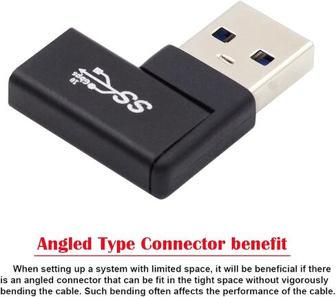 CY USB-C نوع C أنثى منخفضة المستوى 90 درجة بزاوية يسار إلى USB 3.0 محول بيانات ذكر لسطح المكتب المحمول in Saudi Arabia