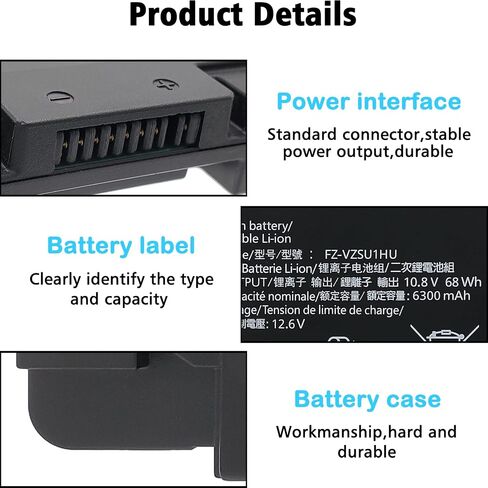 بطارية كمبيوتر محمول LAQUEENA FZ-VZSU1HU متوافقة مع Panasonic Toughbook 55 FZ-55 Mk1 FZ-VZSU1 10.8V 68Wh 6-Cell غير مناسبة لـ CF-54 in Saudi Arabia