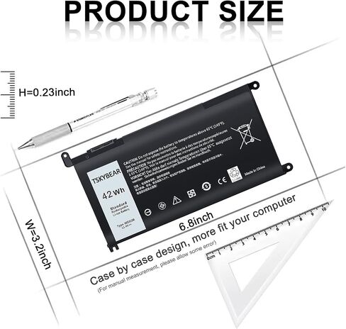 New Replacement WDX0R Laptop Battery for Dell Inspiron 15 5000 5567 5570 5565 5568 5578 7000 7560 7570 7573 7569 7579 13 5368 5378 7378 17 5765 5767 5770 Series Notebook Battery Fits 3CRH3 T2JX4 FC92N in Saudi Arabia