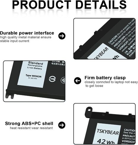 New Replacement WDX0R Laptop Battery for Dell Inspiron 15 5000 5567 5570 5565 5568 5578 7000 7560 7570 7573 7569 7579 13 5368 5378 7378 17 5765 5767 5770 Series Notebook Battery Fits 3CRH3 T2JX4 FC92N in Saudi Arabia
