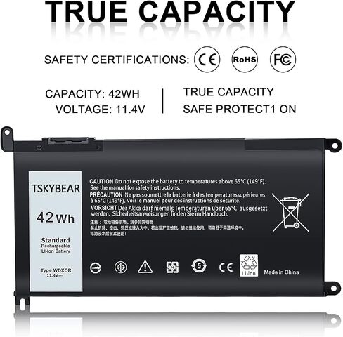 New Replacement WDX0R Laptop Battery for Dell Inspiron 15 5000 5567 5570 5565 5568 5578 7000 7560 7570 7573 7569 7579 13 5368 5378 7378 17 5765 5767 5770 Series Notebook Battery Fits 3CRH3 T2JX4 FC92N in Saudi Arabia