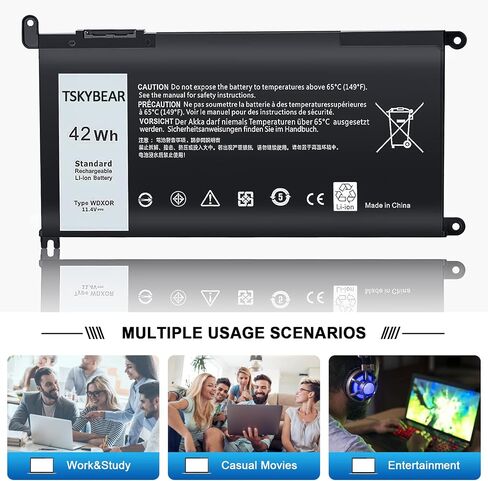 New Replacement WDX0R Laptop Battery for Dell Inspiron 15 5000 5567 5570 5565 5568 5578 7000 7560 7570 7573 7569 7579 13 5368 5378 7378 17 5765 5767 5770 Series Notebook Battery Fits 3CRH3 T2JX4 FC92N in Saudi Arabia