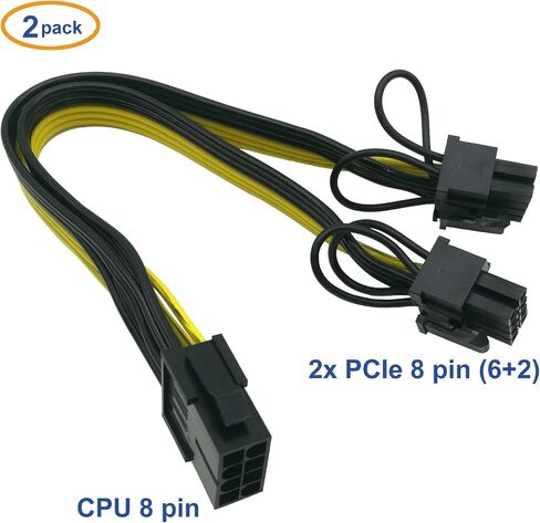 (4 عبوات) COMeap (وحدة المعالجة المركزية إلى وحدة معالجة الرسومات) CPU 8 Pin Female إلى Dual PCIe 2X 8 Pin (6+2) كابل مقسم ذكر لبطاقة الرسومات BTC Miner 9 بوصة (23 سم) in Kuwait