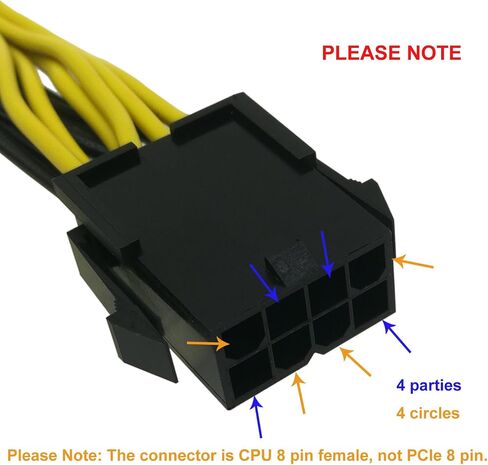 (4 عبوات) COMeap (وحدة المعالجة المركزية إلى وحدة معالجة الرسومات) CPU 8 Pin Female إلى Dual PCIe 2X 8 Pin (6+2) كابل مقسم ذكر لبطاقة الرسومات BTC Miner 9 بوصة (23 سم) in Kuwait