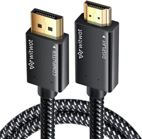 محول كابل WitWot 5-Pack 4K DisplayPort إلى HDMI، 6 أقدام، نايلون مطلي بالذهب عالي السرعة (1440P 60 هرتز، 1080P 120 هرتز) DP PC أحادي الاتجاه إلى سلك شاشة HDMI in Kuwait