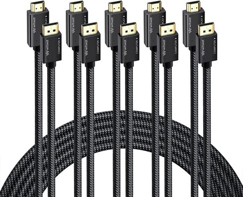 محول كابل WitWot 5-Pack 4K DisplayPort إلى HDMI، 6 أقدام، نايلون مطلي بالذهب عالي السرعة (1440P 60 هرتز، 1080P 120 هرتز) DP PC أحادي الاتجاه إلى سلك شاشة HDMI in Kuwait