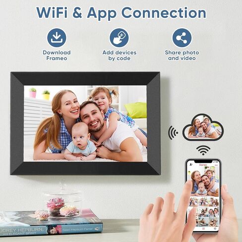WiFi Digital Picture Frame 10.1 Inch Smart Digital Photo Frame with IPS Touch Screen HD Display, 16GB Storage Easy Setup to Share Photos or Videos Anywhere via Free Frameo in Saudi Arabia