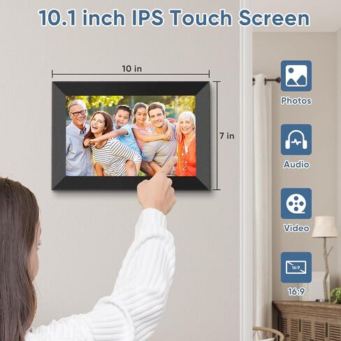 WiFi Digital Picture Frame 10.1 Inch Smart Digital Photo Frame with IPS Touch Screen HD Display, 16GB Storage Easy Setup to Share Photos or Videos Anywhere via Free Frameo in Saudi Arabia