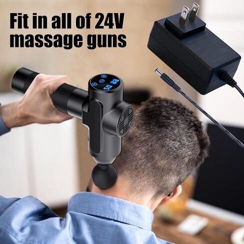 استبدال شاحن مسدس التدليك AiRelax 24 فولت ~ 25.2 فولت، شاحن طاقة محول عالمي DC/AC، سلك شحن لمسدس التدليك (لا يتناسب مع بنادق التدليك 12 فولت أو 16.8 فولت) in Kuwait