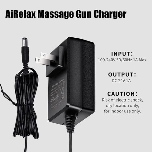 استبدال شاحن مسدس التدليك AiRelax 24 فولت ~ 25.2 فولت، شاحن طاقة محول عالمي DC/AC، سلك شحن لمسدس التدليك (لا يتناسب مع بنادق التدليك 12 فولت أو 16.8 فولت) in Kuwait