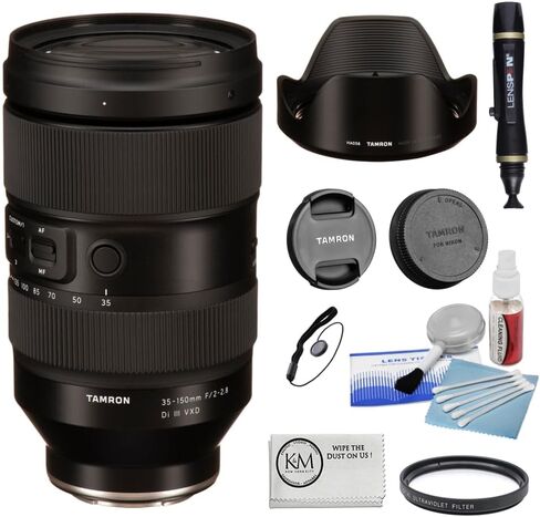 عدسة تامرون 35-150 ملم f/2-2.8 Di III VXD | مجموعة Nikon Z مزودة بفلتر للأشعة فوق البنفسجية مقاس 82 مم + مجموعة تنظيف الكاميرا المكونة من 5 قطع + قلم عدسة التنظيف + حافظة غطاء العدسة + قطعة قماش للتنظيف من الألياف الدقيقة (6 قطع) in Kuwait