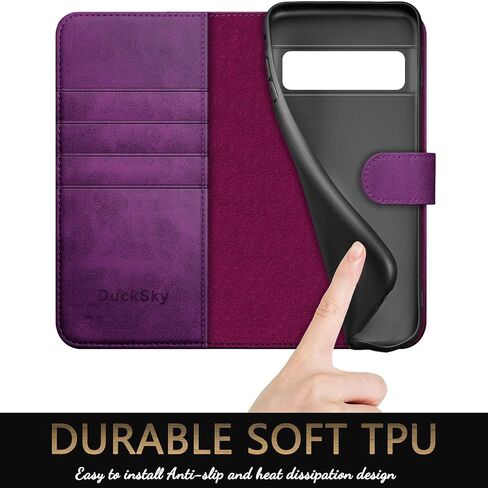 for Google Pixel 8 Pro Genuine Leather Wallet case 【RFID Blocking】【4 Credit Card Holder】【Real Leather】 Flip Folio Book Phone case Protective Cover Women Men for Pixel 8Pro case Black in Kuwait
