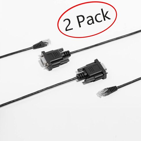 LIANSHU Nexstar RS 232 كابل واجهة الكمبيوتر (RS 232 DB9Pin أنثى إلى RJ11 4P4C) L = 6FT أسود (2 حزمة) in Kuwait