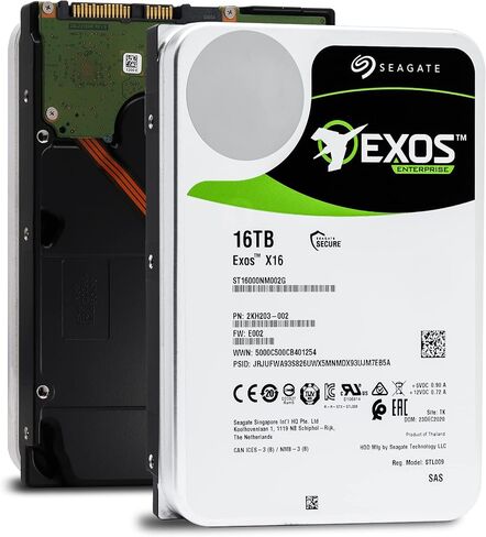 Seagate ST16000NM002G Exos X16 16TB SAS 12Gb/s 512e / 4Kn FastFormat Enterprise القرص الصلب (متجدد) in Saudi Arabia