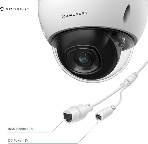 كاميرا Amcrest 2-Pack 5MP POE، كاميرا IP POE IP للتخريب في الهواء الطلق، 5 ميجابيكسل، رؤية ليلية 98 قدمًا، عدسة 2.8 مم، IP67، مقاومة IK10، MicroSD 256 جيجابايت (تباع بشكل منفصل) (IP5M-D1188EW-28MM) in Kuwait