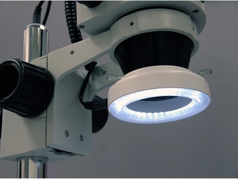 AmScope SM-2T-LED Professional Trinocular Stereo Zoom Microscope, WH10x Eyepieces, 7X-45X Magnification, 0.7X-4.5X Zoom Objective, Upper and Lower LED Lighting, Pillar Stand, 110V-120V in Saudi Arabia