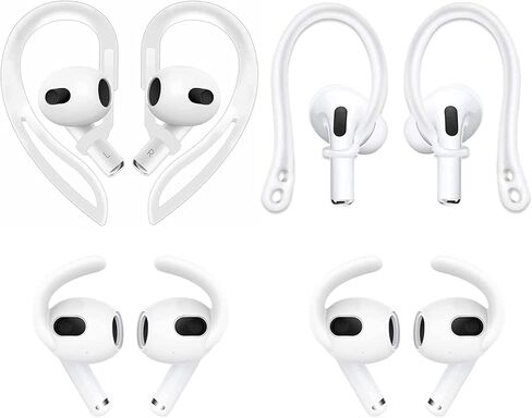 ALXCD Ear Hooks Compatible with AirPods 3 3rd Gen, 1 Pair Anti-Slip Adjustable Soft TPU Earhook, 2 Pairs Silicon Ear Tips Hook, 1 Pair Silicon Ear Hook, Compatible with AirPods 3, 1ch+1h+2s, Black in Kuwait