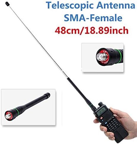 2 Pack ABBREE AR-775 18.9 Inch Retractable/Telescopic SMA-Female VHF UHF 144/430MHz Dual Band Antenna for Baofeng UV-5R UV-82 UV-9R BF-888S BF-F8HP Ham Two Way Radio in Kuwait