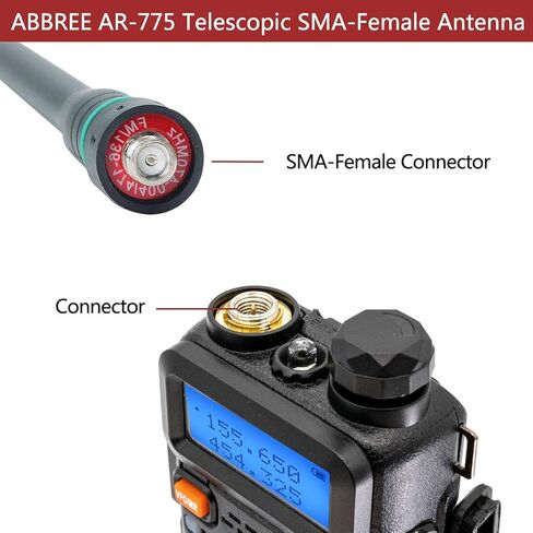 2 Pack ABBREE AR-775 18.9 Inch Retractable/Telescopic SMA-Female VHF UHF 144/430MHz Dual Band Antenna for Baofeng UV-5R UV-82 UV-9R BF-888S BF-F8HP Ham Two Way Radio in Kuwait