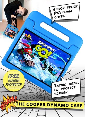 Official Cooper Dynamo for iPad Pro 11 inch Case for Kids 4th/3rd/2nd/1st Generation 2022/2021/2020/2018 | Rugged Foam, Magic Handle, Stand, with Pencil Holder, Eco-Mailer in Kuwait