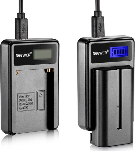 Neewer® Micro USB Battery Charger + 2-Pack 2600mAh NP-F550/570/530 Replacement Batteries for Sony HandyCams, Neewer Nanguang CN-160,CN-216,CN-126 LED Light, Polaroid On-Camera Video Lights in Saudi Arabia