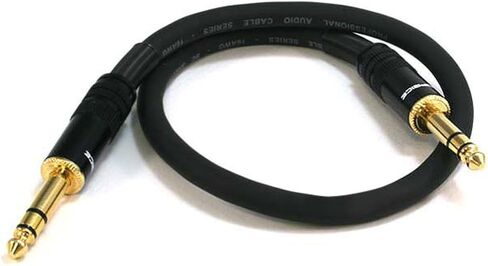 Monoprice 1/4-Inch TRS Male to 1/4-Inch TRS Male Cable - 1.5 Feet- Black, 16AWG, Gold Plated - Premier Series in Kuwait