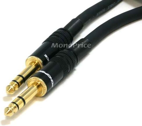 Monoprice 1/4-Inch TRS Male to 1/4-Inch TRS Male Cable - 1.5 Feet- Black, 16AWG, Gold Plated - Premier Series in Kuwait