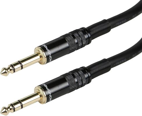 Monoprice 1/4-Inch TRS Male to 1/4-Inch TRS Male Cable - 1.5 Feet- Black, 16AWG, Gold Plated - Premier Series in Kuwait