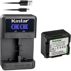 Kastar VW-VBG070 LED2 USB Battery Charger Compatible with Panasonic AG-HMC45A AG-HMC70 AG-HMC70U AG-HMC73MC AG-HMC80 AG-HMC83MC AG-HMC150 AG-HMC151E AG-HMC153MC AG-HMC155 AG-HMR10 Camera in Kuwait