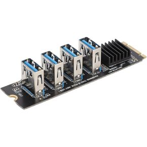M.2 NVME إلى PCIE 1X بطاقة رفع مع 4 منافذ PCIE X1 ممتدة وموصلة مباشرة إلى اللوحة الأم مع حرارة الألومنيوم مناسبة لـ Dos, Linux, Win in Kuwait