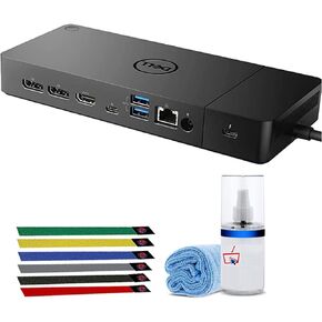 محطة إرساء الكمبيوتر Dell WD19TBS 180W (Thunderbolt، USB-C/A، DisplayPort، منافذ RJ45) (210-AZBI) حزمة واحدة مع مجموعة تنظيف شاشة LCD فاخرة و6 روابط كابلات سلة إلكترونيات in Kuwait